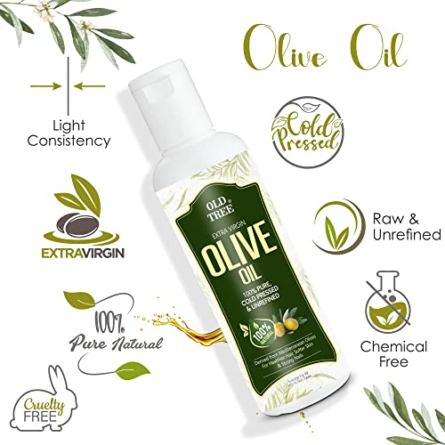 Old Tree Extra Virgin Olive Oil (200ml) - Natural, Unrefined And Cold Pressed Oil for Skin Care, Promote Hair Growth and Moisturized Nails FROM INDIA (SAM) - View 3 of 3