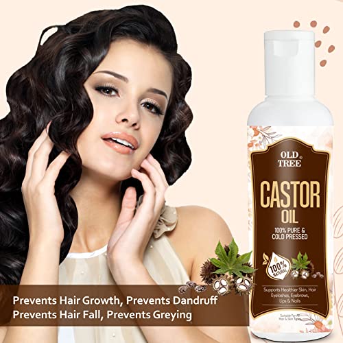 Old Tree Cold Pressed Castor Oil (200 ML) - Pure &amp; Natural Arandi Oil for Promote Hair Growth, Moisturize Dry Skin, Face, Nails and Eyelash - For Women and Men FROM INDIA (SAM) - View 2 of 2