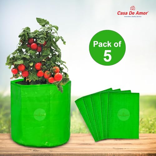 Casa De Amor Premium HDPE UV Protected 250 GSM Round Shaped Green Colour Plants Grow Bags Suitable for Terrace and Vegetable Gardening (Size 12x12 Inches, Pack of 5) (FROM INDIA)NUZ - View 2 of 8