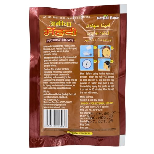 Amina Henna Unisex Natural Hair Color Mehndi (Pack of 6, Natural Brown) FROM INDIA (SAM) - View 3 of 3