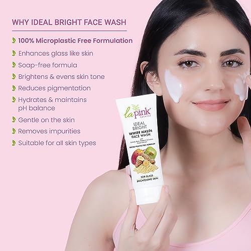 La Pink Ideal Bright Face Wash | 100% Microplastic Free Formula | Glass like skin, Lightening, Evens Skin Tone | White Haldi &amp; Kakadu Plum | All Skin Types | 100ml (FROM INDIA SAB) - View 3 of 4