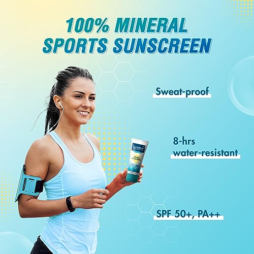La Shield Mineral Sports Sunscreen Gel SPF 50 + | 100% Mineral sunscreen | 8 Hours water resistant | For Women and Men | No white cast | Broad Spectrum PA+++ | Lightweight and non greasy | Fragrance-free |Dermatologist Tested | 80g (FROM INDIA SAB) - View 2 of 3