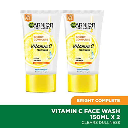 Garnier Skin Naturals Bright Complete Vitamin C Facewash, For Brighter and Glowing Skin - Daily Cleanser Suitable For all Skin Types, 150g (Pack of 2) FROM INDIA (SAM) - View 2 of 3
