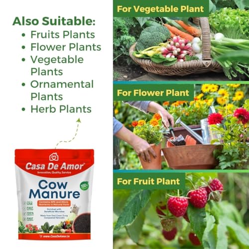Casa De Amor Organic Cow Manure Fertilizer - NPK &amp; Micro Nutrients, Compost, Biofertilizer for Plants- 900 gm (FROM INDIA)NUZ - View 5 of 8