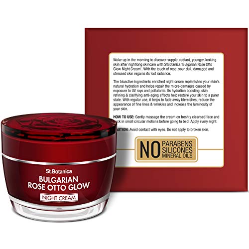 St.Botanica Bulgarian Rose Otto Glow Night Cream, 50g | Infused with Bulgarian Rose that Soothes Skin &amp; Help Reduce Fine Lines | No Parabens &amp; Sulphates | Cruelty Free &amp; Vegan (FROM INDIA SAB) - View 3 of 3