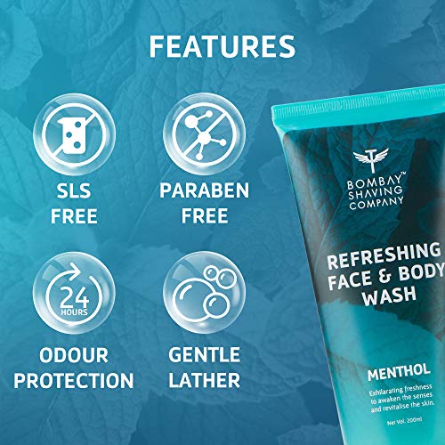 Bombay Shaving Company Refreshing Face &amp; Body Wash with long lasting fresh burst of coolness with Menthol - 200 ml FROM INDIA (SAM) - View 3 of 4