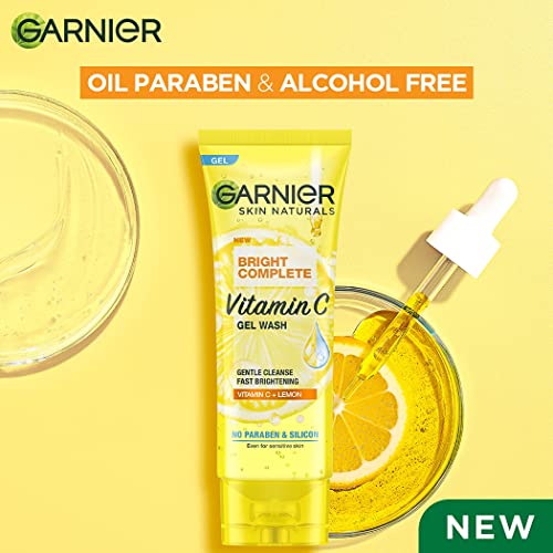 Garnier Facewash Gel, Gentle Cleanser, Fast Brightening, For Instant Brighter Skin, Bright Complete Vitamin C, 100g FROM INDIA (SAM) - View 3 of 3