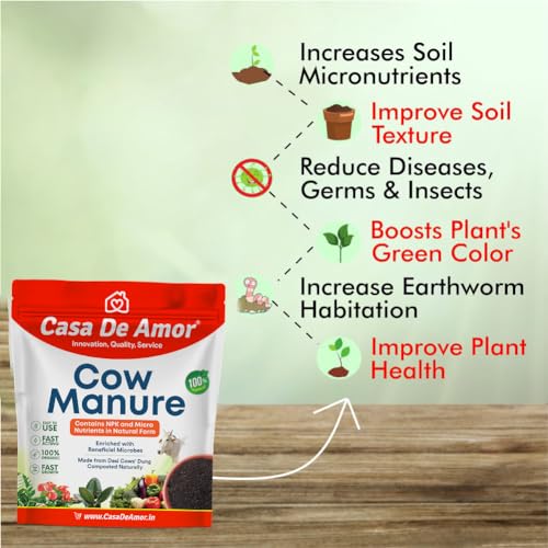 Casa De Amor Organic Cow Manure Fertilizer - NPK &amp; Micro Nutrients, Compost, Biofertilizer for Plants- 900 gm (FROM INDIA)NUZ - View 7 of 8