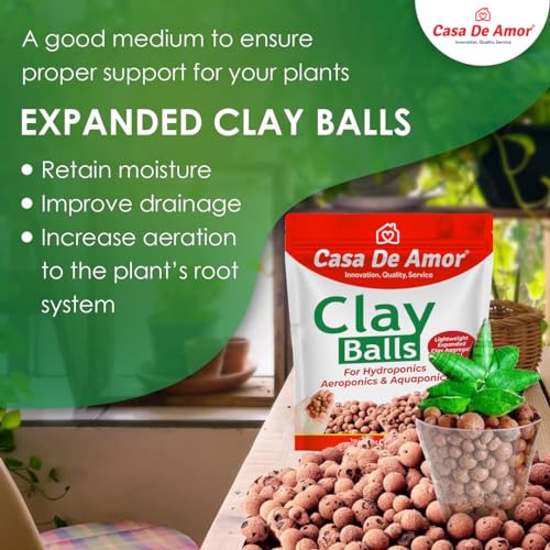 Casa De Amor Clay Balls, Hydrotons, Lightweight Expanded Clay Aggregate (LECA) Essential for Hydroponics, Aeroponics &amp; Aquaponics (830) (FROM INDIA)NUZ - View 7 of 8