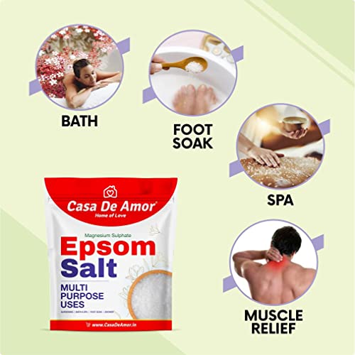 Casa De Amor Premium Epsom Salt for Soothe Muscles, Rejuvenate Skin, and Boost Plant Growth, Body to Soak, Refresh &amp; Garden (900 gm) (FROM INDIA)NUZ - View 2 of 8