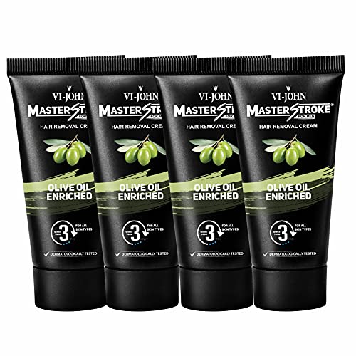 VI - JOHN Paraben Free Master Stroke Men Olive Oil Hair Removal Cream 60Gm Each Pack Of 4 Cream (FROM INDIA SAB) - Main product image