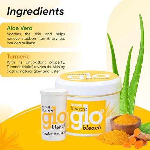 Ozone Instant Glo Bleach Cream for Men &amp; Women | Enriched with Aloe Vera &amp; Turmeric, 43 G (Pack of 3) (FROM INDIA SAB) - View 3 of 3