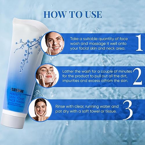 Ozone Perfect Skin Tone Face Wash For Men &amp; Women | Ideal For All Skin Types Helps in Nourishing, Glowing &amp; Moisturising The Skin | Enriched with Aloe Vera, Lemon &amp; Cucumber -100 g (Pack of 1) (FROM INDIA SAB) - View 2 of 3