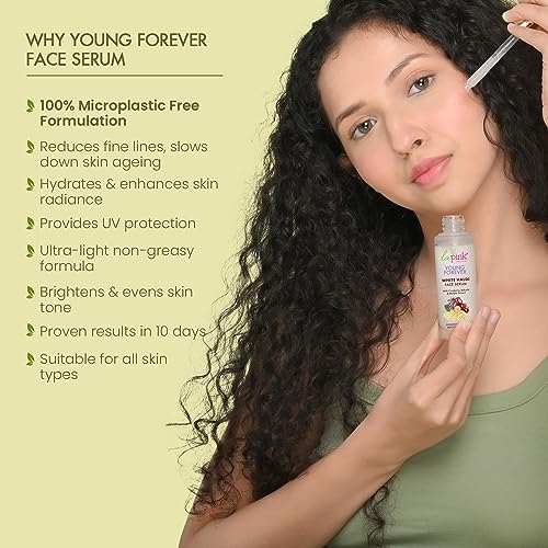 La Pink Young Forever Face Serum | 100% Microplastic Free Formula | Reduces Fine Lines, Pigmentation, Dark Spots &amp; Scars | White Haldi | For Younger Radiant Skin | All Skin Types | 40+10ml Extra (FROM INDIA SAB) - View 2 of 3