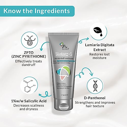 Fixderma Bioteez-S Conditioner with 1%w/w. Salicylic Acid | Reduces Dandruff | Nourishes hair | Soothes itchy scalp | Reduces hair frizz | Effective conditioner | Paraben &amp; Sulphate free | Makes shiny &amp; soft hair 75ml - View 2 of 4