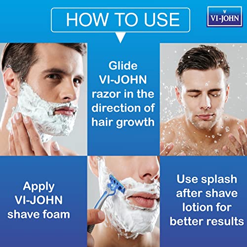 VI- JOHN Shaving Foam For Men, Fruit Fusion Shaving Foam With Goodness of Nature, Tea Tree Oil, Vitamin E Enriched and Anti- Bacterial Formula (400gm Each- Pack of 2) (FROM INDIA SAB) - View 2 of 3