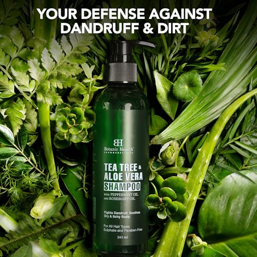 Botanic Hearth Tea Tree &amp; Aloe Vera Shampoo with Rosemary &amp; Peppermint Oil | Helps Control Dandruff | Soothes Dry, Itchy Scalp | Shampoo for Women and Men | Sulphate &amp; Paraben Free | 245ml - View 3 of 4