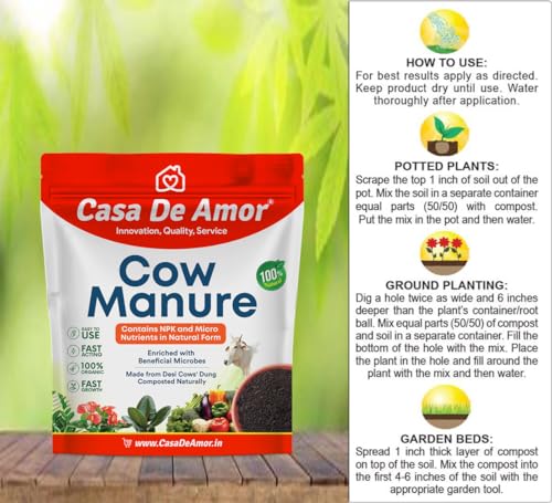Casa De Amor Organic Cow Manure Fertilizer - NPK &amp; Micro Nutrients, Compost, Biofertilizer for Plants- 900 gm (FROM INDIA)NUZ - View 8 of 8