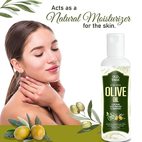 Old Tree Extra Virgin Olive Oil (200ml) - Natural, Unrefined And Cold Pressed Oil for Skin Care, Promote Hair Growth and Moisturized Nails FROM INDIA (SAM) - View 2 of 3