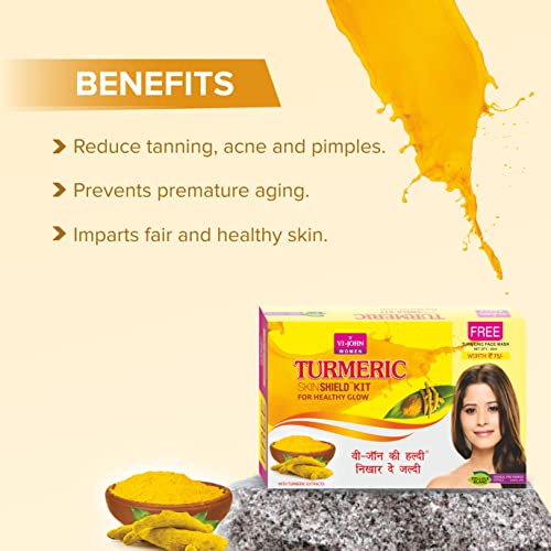 VI-JOHN Saffron Turmeric Skin Shield Facial Kit - 55gm with Free Turmeric Face Wash (FROM INDIA SAB) - View 3 of 3