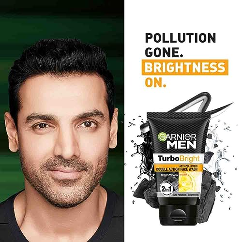 Garnier Men Turbo Bright Double Action Face Wash, Deep Cleansing Anti Pollution Face Wash with Charcoal and Vitamin C, Suitable for all Skin Types, 100g FROM INDIA (SAM) - View 3 of 3