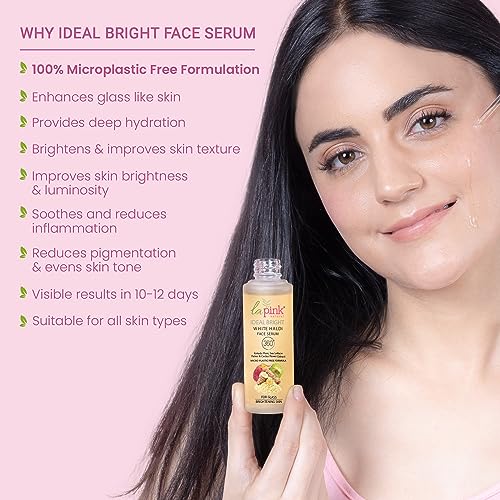 La Pink Ideal Bright Face Serum | 100% Microplastic Free Formula | Glass like skin, Lightening, Evens Skin Tone | White Haldi &amp; Kakadu Plum | For Bright Radiant Skin | All Skin Types | 40+10ml Extra (FROM INDIA SAB) - View 2 of 3