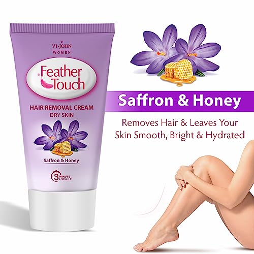 VI-JOHN Feather Touch Saffron &amp; Honey Hair Removal Cream, for Dry Skin, Suitable for Legs, Underarms, Bikini Line, Arms - 40g (FROM INDIA SAB) - View 2 of 3