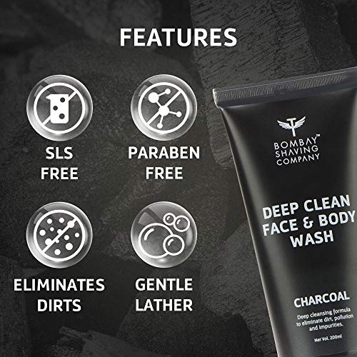 Bombay Shaving Company Activated Charcoal Face &amp; Body Wash for removing dirt and impuritities with Anti-Pollution Effect - 200 ml FROM INDIA (SAM) - View 2 of 4
