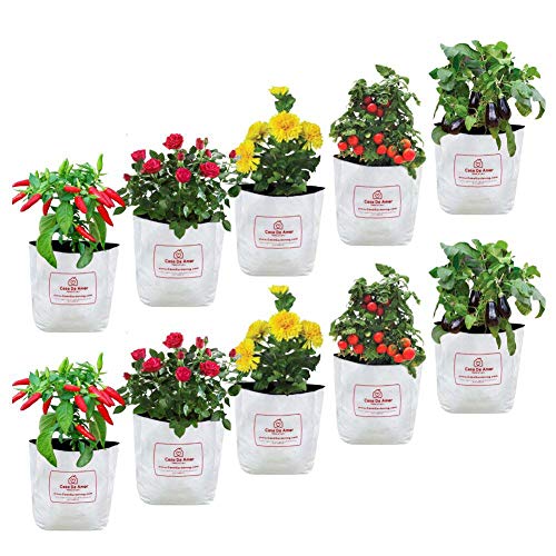 Casa De Amor 10 Pcs Essential Poly Grow Bags for Terrace Gardening, Balcony and Home Gardening, Durable, Light Weight, White, 24 x 24 x 40 cm (FROM INDIA)NUZ - Shop at Colombo Mall