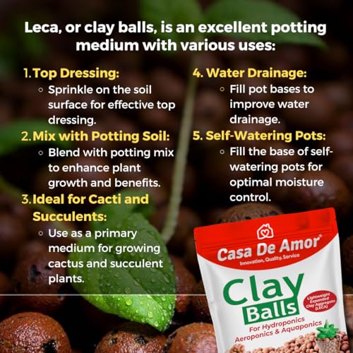 Casa De Amor Clay Balls, Hydrotons, Lightweight Expanded Clay Aggregate (LECA) Essential for Hydroponics, Aeroponics &amp; Aquaponics (830) (FROM INDIA)NUZ - View 5 of 8
