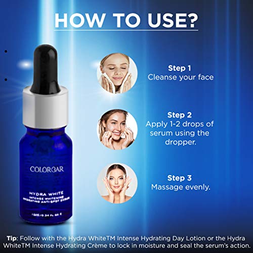 Colorbar Hydra White Anti-Spot Serum, 10ml | Provide instant intense hydration | Illuminates skin with its 4D action | Weightless texture (FROM INDIA SAB) - View 3 of 3