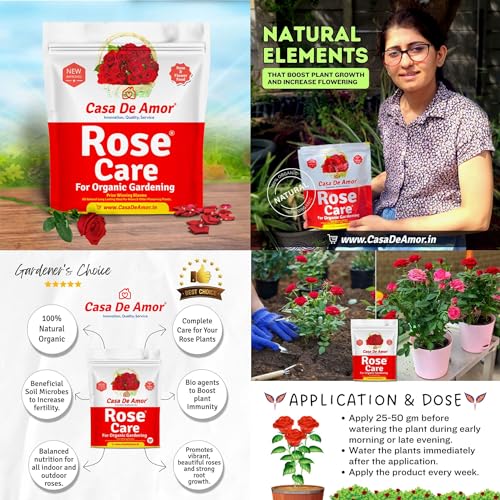 Casa De Amor Rose Care (900gm) | Water Soluble Neem Oil 250 ml | Bio NPK Granules 900 gm | Epsom Salt 900 gm | Root Care Mycorrhiza 900 gm for Organic Gardening Combo (1 pack of 5 items) (FROM INDIA)NUZ - View 3 of 7