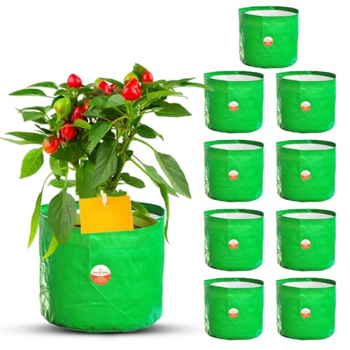 Casa De Amor Premium HDPE UV Protected 250 GSM Round Shaped Green Colour Plants Grow Bags Suitable for Terrace and Vegetable Gardening (Size 12x12 Inches, Pack of 10) (FROM INDIA)NUZ - Shop at Colombo Mall