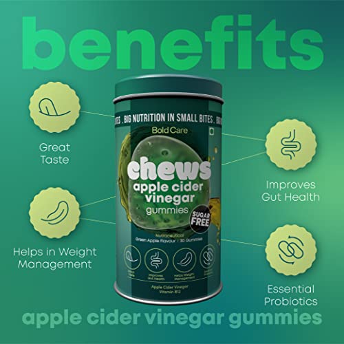Bold Care Chews Apple Cider Vinegar Gummies for Weight Loss - All Natural ACV Gummies - Green Apple Flavor - Formulated for Energy Boost &amp; Gut Health - Digestive Support &amp; Detox - 30 Gummies FROM INDIA (SAM) - View 4 of 4