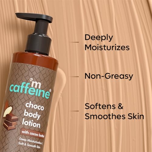 mCaffeine Deep Moisturizing Choco Body Lotion for Dry Skin | All Season Moisturizer for Body with Cocoa Butter &amp; Shea Butter | Non-Sticky Body Lotion for Women &amp; Men (250ml) - View 3 of 4