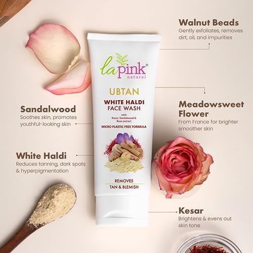 La Pink Ubtan White Haldi Face Wash | 100% Microplastic Free Formula | Kesar, Sandalwood, Cactus Flower | Tan Removal | Glowing Skin | All Skin Types | 100ml (FROM INDIA SAB) - View 3 of 3
