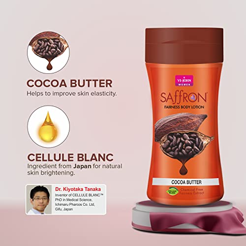 VI-JOHN Fliptop Cocoa Butter Chemical Free Saffron Fairness Body Lotion, moisturizes skin upto 48 hour For Men and Women-250ml (FROM INDIA SAB) - View 2 of 2