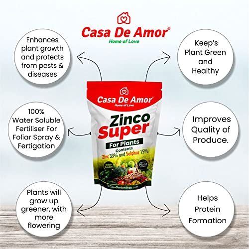 Casa De Amor Zinco Super (Zinc 33% and Sulphur 15%) Micronutrient Fertilizer for All Types of Plants, Lawn and Gardening (100 gm) (FROM INDIA)NUZ - View 2 of 7