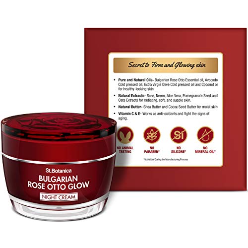 St.Botanica Bulgarian Rose Otto Glow Night Cream, 50g | Infused with Bulgarian Rose that Soothes Skin &amp; Help Reduce Fine Lines | No Parabens &amp; Sulphates | Cruelty Free &amp; Vegan (FROM INDIA SAB) - View 2 of 3