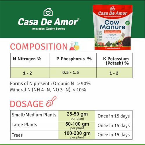 Casa De Amor Organic Cow Manure Fertilizer - NPK &amp; Micro Nutrients, Compost, Biofertilizer for Plants- 900 gm (FROM INDIA)NUZ - View 6 of 8