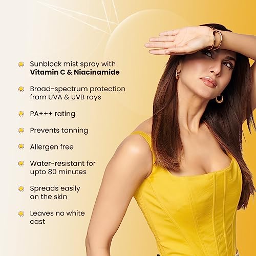 Fixderma Shadow Dewy Sunscreen SPF 50 Spray PA+++ | Prevents Tanning | Vitamin C Sunscreen and Niacinamide Sunscreen | Sun Screen Protector SPF 50 | PA+++ for UVA &amp; UVB Protection - 50ml - View 2 of 3