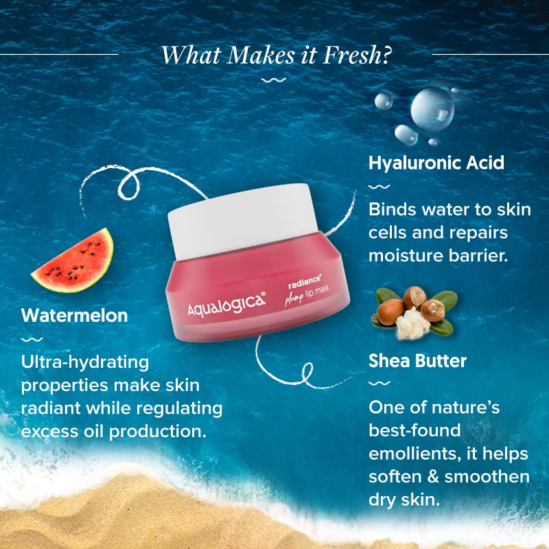 Aqualogica Radiance+ Plump Lip Balm with Watermelon and Shea Butter - Lip Mask for Heals, Hyperpigmentation &amp; Hydrates Chapped Lips for Women &amp; Men -15g (FROM INDIA SAB) - View 2 of 3