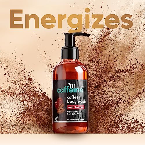 mCaffeine Coffee Body Wash &amp; Bath Glove Combo for Exfoliation &amp; Tan Removal | Energizing Berry Fragrance Shower Gel &amp; Loofah Glove Combo For All Skin Types | Pack of 2 - View 2 of 2