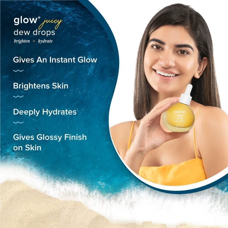 Aqualogica Glow+ Juicy Dew Drops Illuminating Serum for Instant Glow for Men &amp; Women - with Papaya &amp; Vitamin C -For Glowing, Oily &amp; Dry Skin 30ml (FROM INDIA SAB) - View 2 of 3