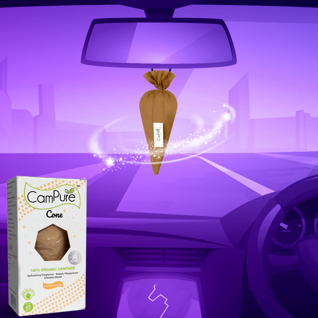 CamPure Camphor Cone (Sandalwood + Bhimseni) Pack Of 2 - Room, Car and Air Freshener &amp; Mosquito Repellent - View 5 of 5