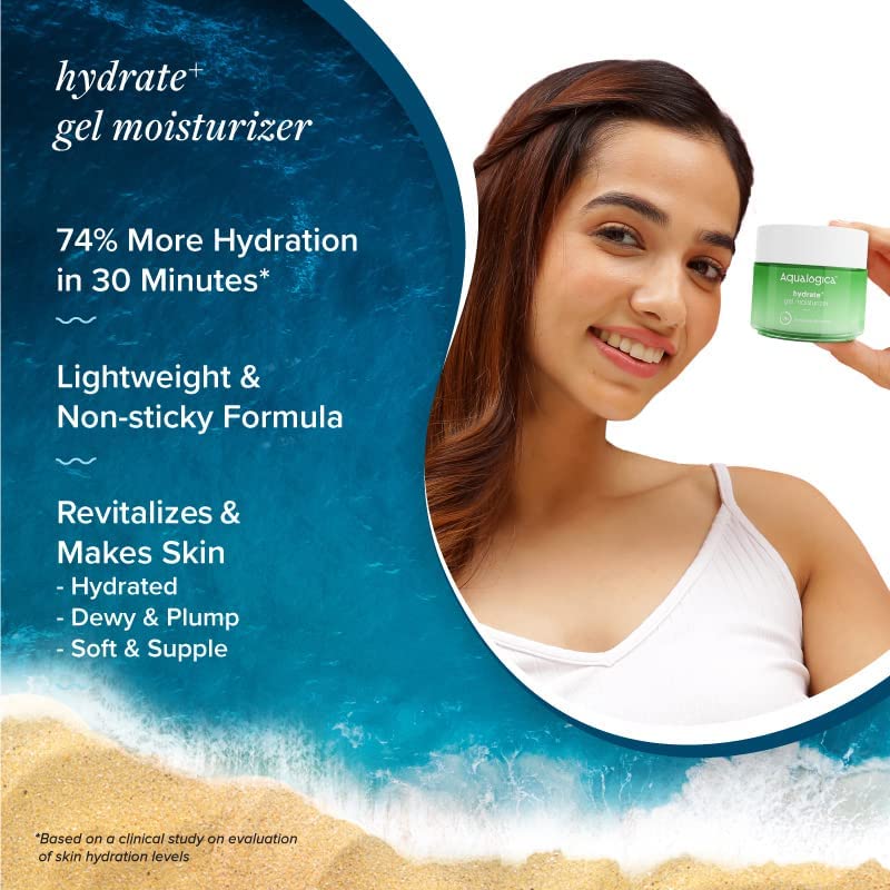 Aqualogica Hydrate+ Gel Moisturizer with Coconut Water &amp; Hyaluronic Acid for Day &amp; Night for Men &amp; Women - For Normal, Dry &amp; Combination Skin -100g (FROM INDIA SAB) - View 3 of 3