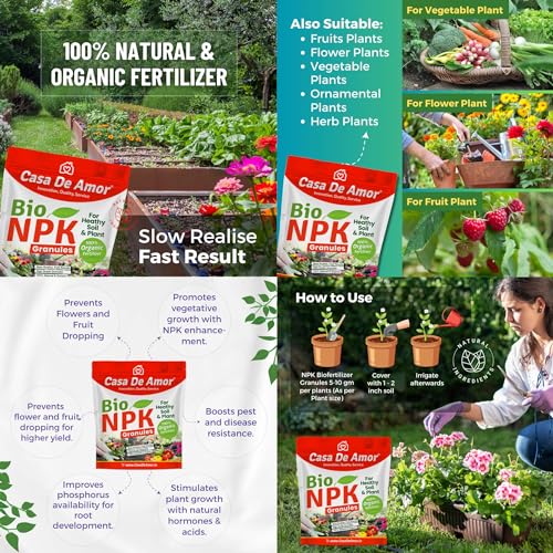 Casa De Amor Rose Care (900gm) | Water Soluble Neem Oil 250 ml | Bio NPK Granules 900 gm | Epsom Salt 900 gm | Root Care Mycorrhiza 900 gm for Organic Gardening Combo (1 pack of 5 items) (FROM INDIA)NUZ - View 5 of 7