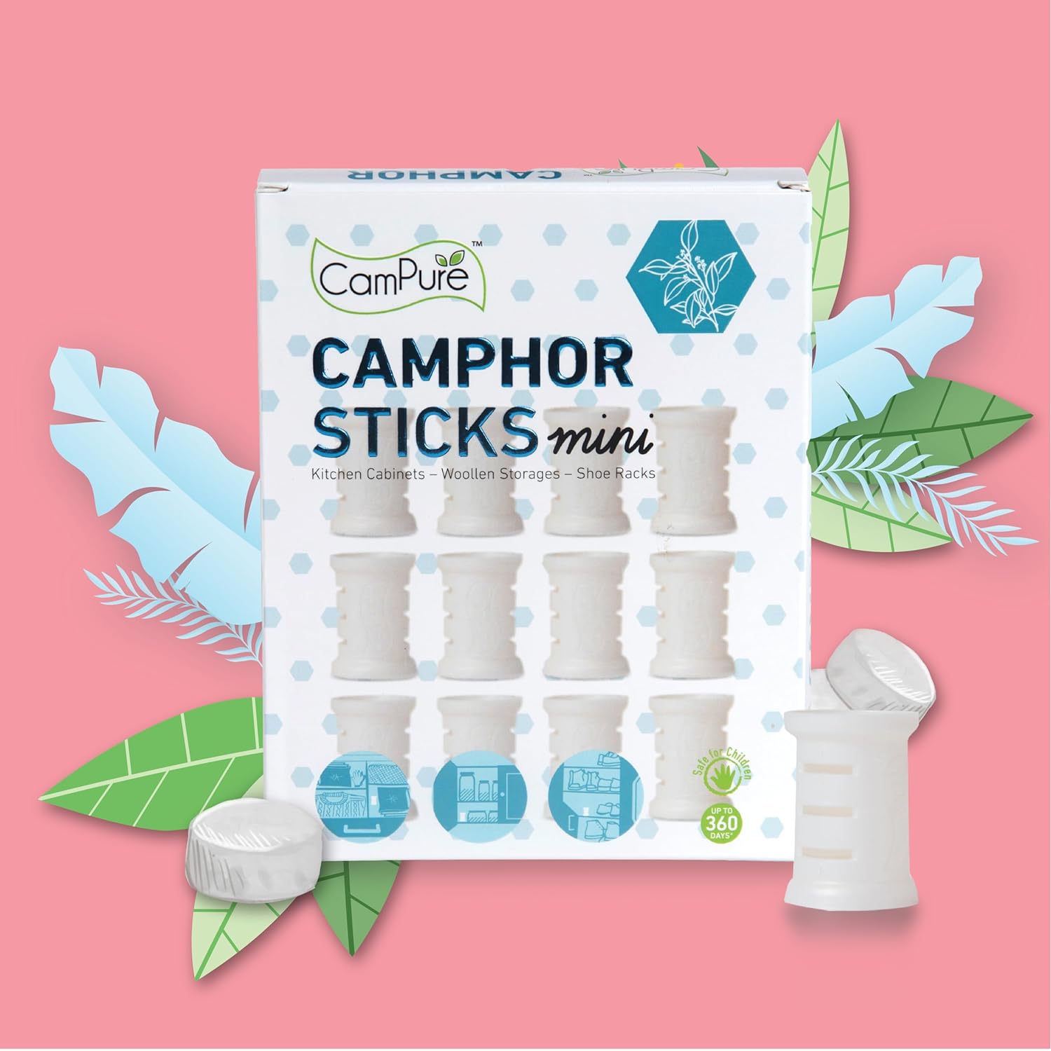Mangalam CamPure Camphor Sticks Mini (Pack of 2) - Wonderful Fragrance, Repels Cockroaches and Rats, Preserves Clothes, Prevents Rust - for Kitchen cabinets, Shoe Racks, Woollen storages - View 4 of 5