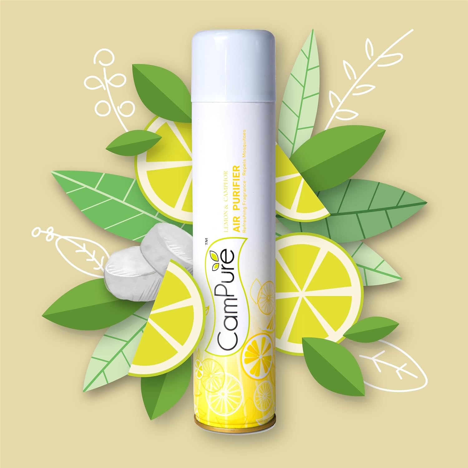 MANGALAM CamPure Air Freshener Lemon &amp; Camphor (Pack of 2) - Refreshing Fragrance - Repels Mosquitoes - View 5 of 5