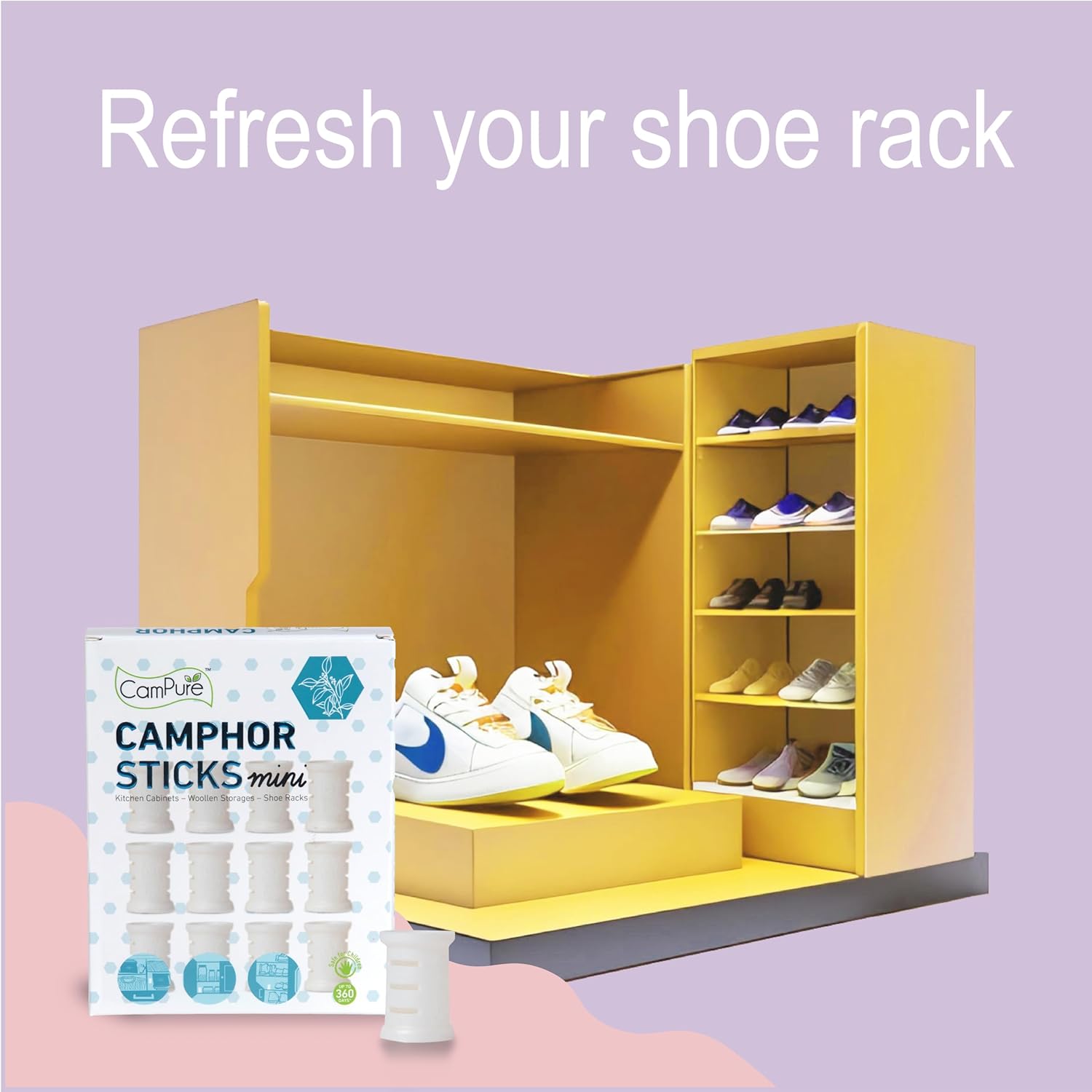 Mangalam CamPure Camphor Sticks Mini (Pack of 2) - Wonderful Fragrance, Repels Cockroaches and Rats, Preserves Clothes, Prevents Rust - for Kitchen cabinets, Shoe Racks, Woollen storages - View 3 of 5